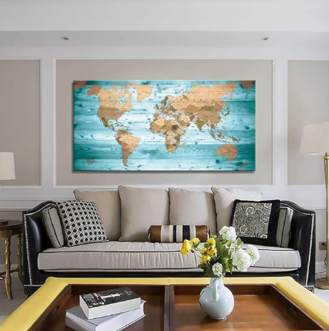 framed world map