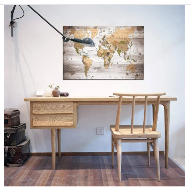world map over desk