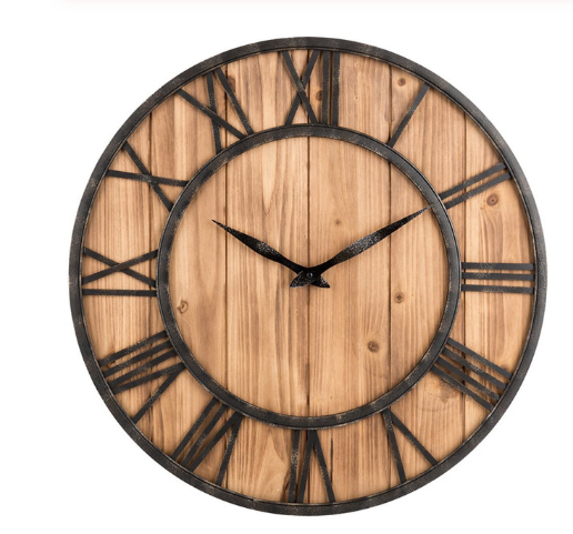 wood roman clock