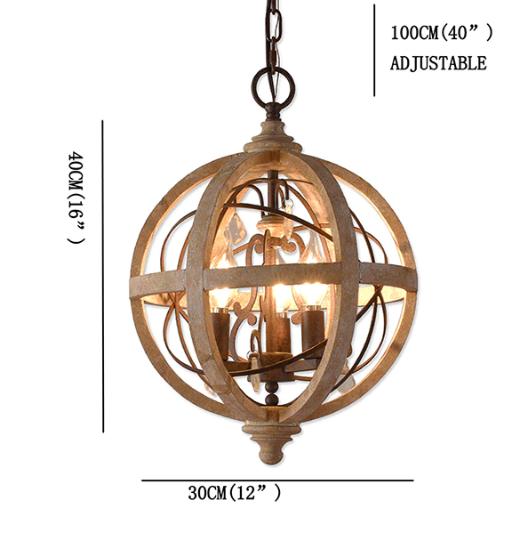 Antique wood chandelier-measurements