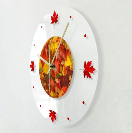 autumn wall clock-side view