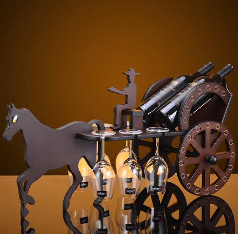 horse and carriage wine and glass holder