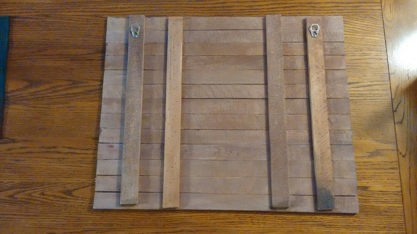 pallet wood art backside view --hooks for hanging