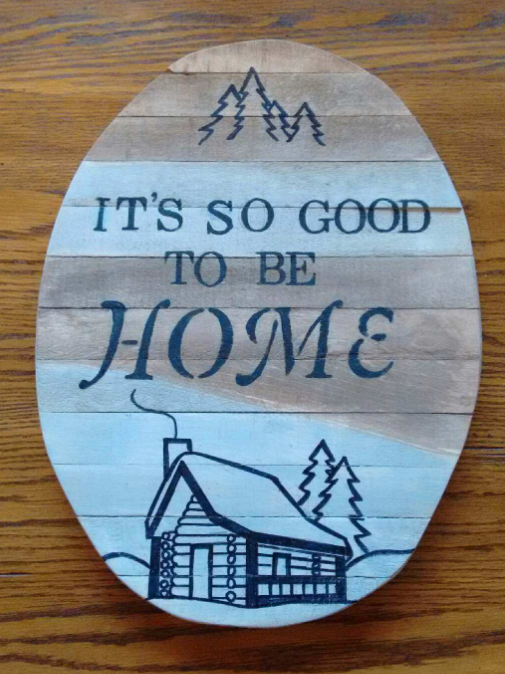 it's so good to be home pallet wood sign-front view