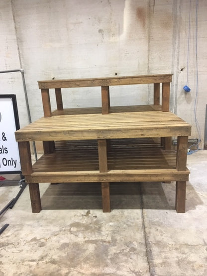 benches stacked in storage