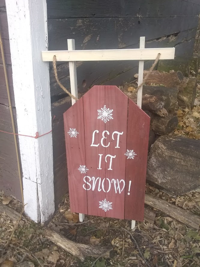 Let it snow pallet sign-near barn orig