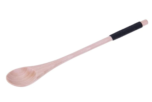 light wooden spoon with dark grip