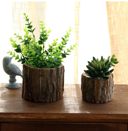 small wood plant pot Log Planter Large