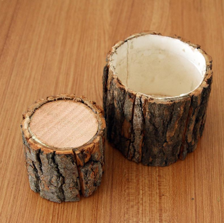 log planters-with inside view