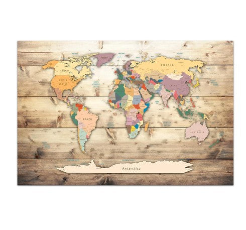 world map on canvas pallet