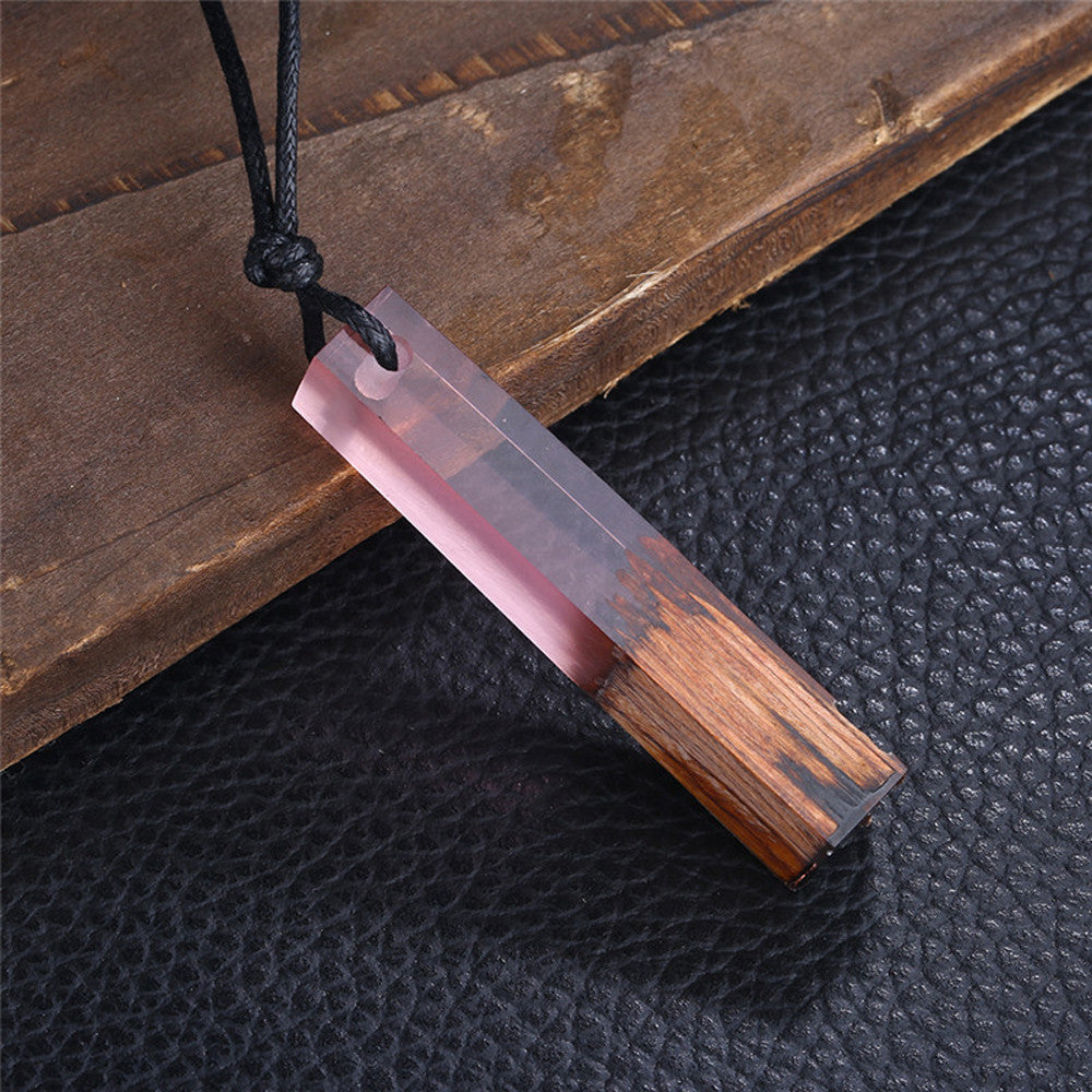 pink resin wood necklace