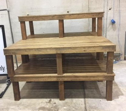 benches stacked in storage