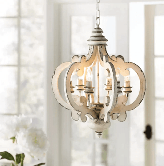 Victorian distressed wood chandelier-