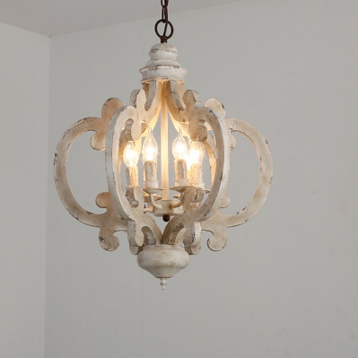 Victorian distressed wood chandelier-daylight