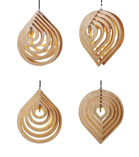 hang this wood pendant light with tip up or down