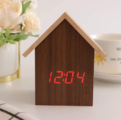 wood house alarm clock
