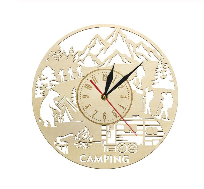 wood camping clock