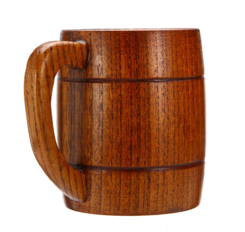 wooden beer mug left handle
