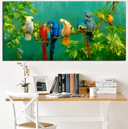 birds on a branch canvas