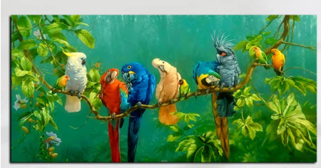 canvas painting of birds