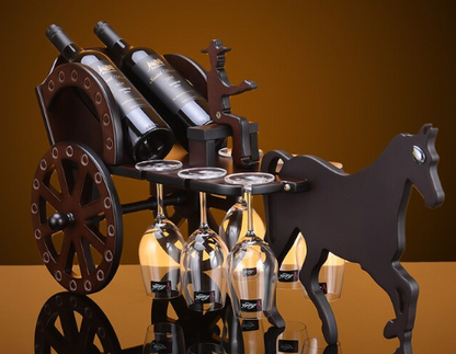 horse and carriage wine and glass holder