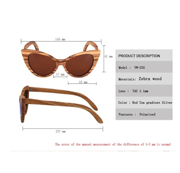 cateye sunglass measurements