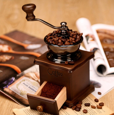little wooden coffee grinder