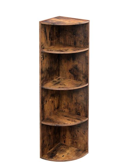 wooden corner shelf unit