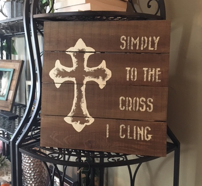 cross I cling setting on shelf