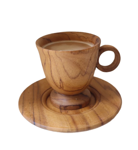 wooden cup and saucer