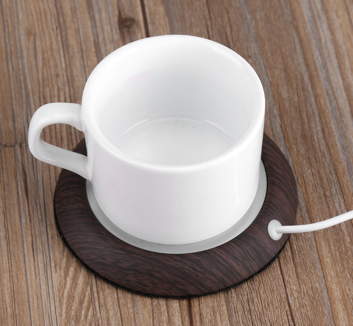 dark wood cup warmer with plugin