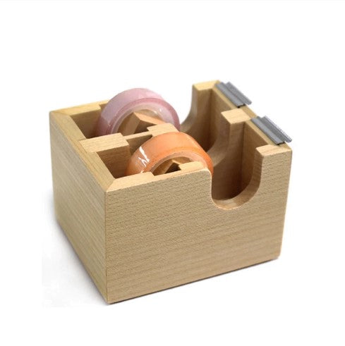 double wooden tape dispenser