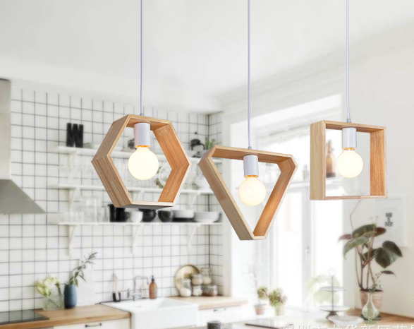kitchen island wood pendant lights