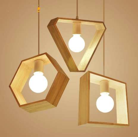 geometric wood lighting for kitchen island