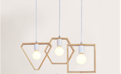 geometric oak wood lighting