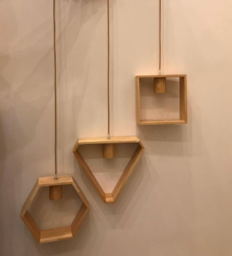 geometric wood lighting