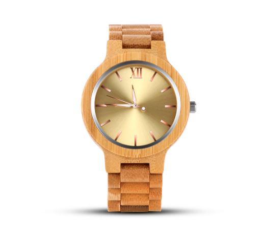 golden face wooden watch
