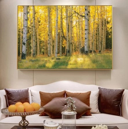 golden sun birch tree print