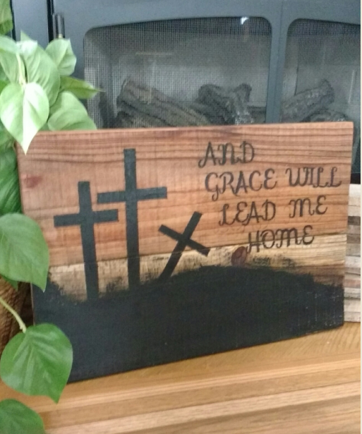 Grace leads home pallet sign