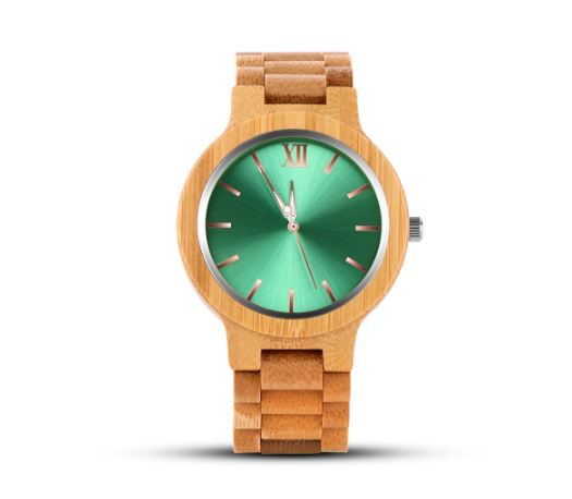 green face wood watch
