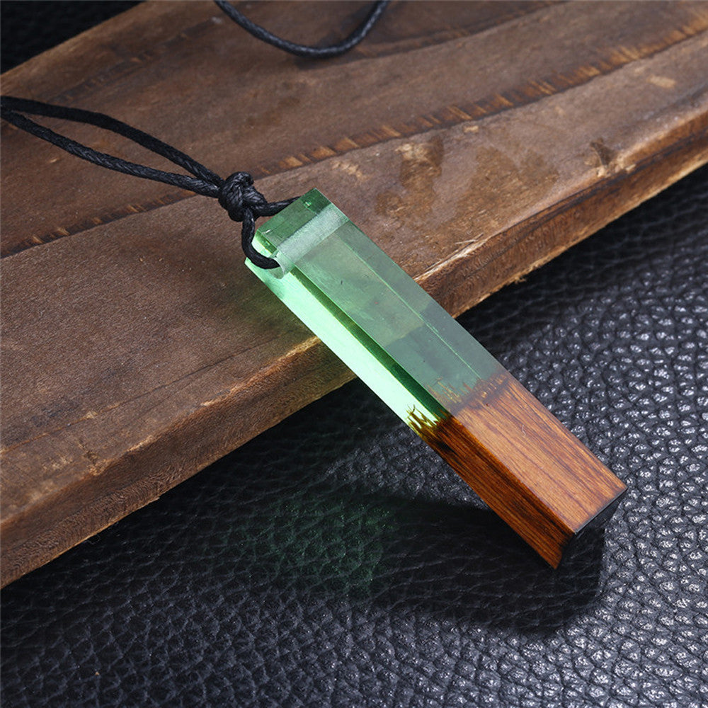green resin wood necklace