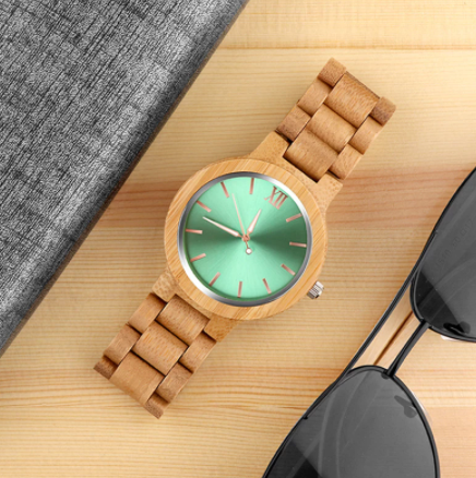 green face bamboo watch