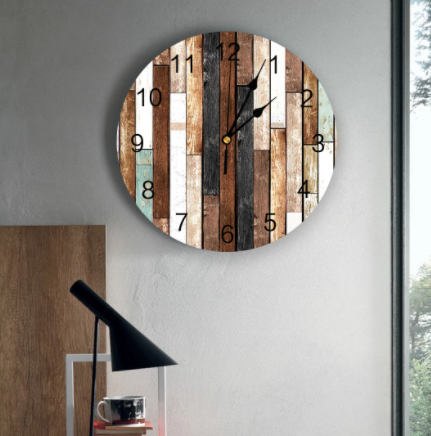 wood planks clock