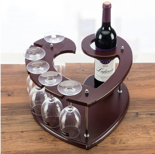 wood heart shaped wine rack
