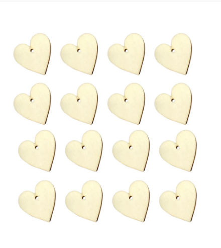 heart wood slice tags
