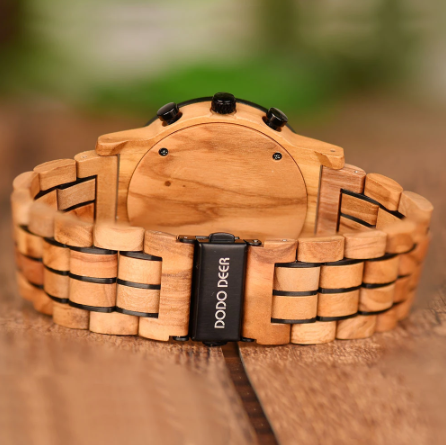 luxury wood watch-back view