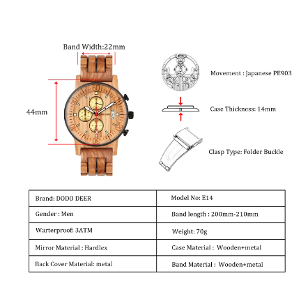 luxury wood watch-details