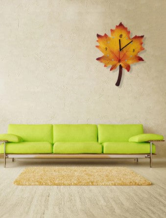 leaf clock above couch