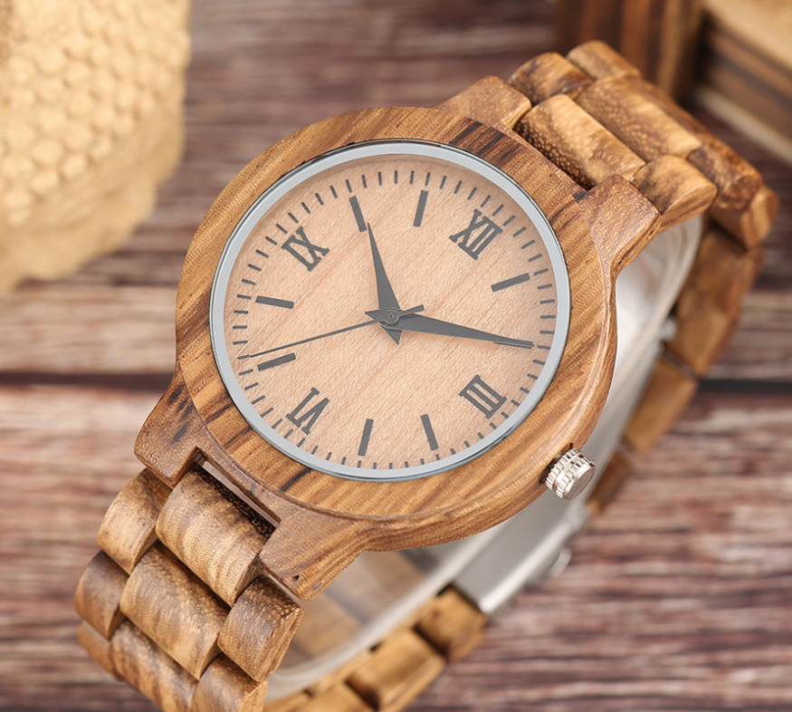 minimalist wood watch wrist view