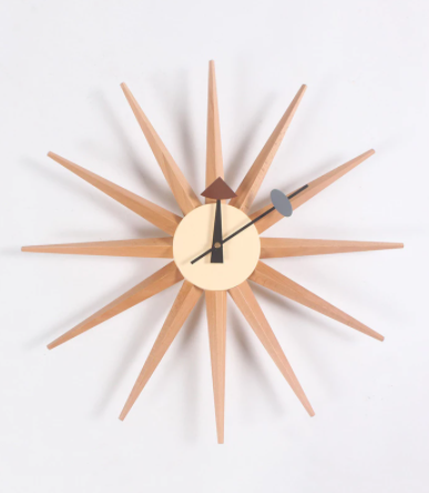 Sunburst Wood Wall Clock